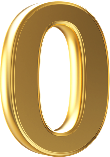 Golden 3d Number 0
