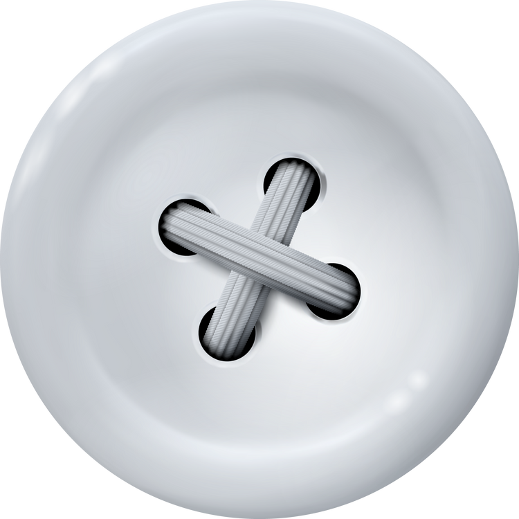 Clothes Button, Icon. Detailed Realistic Plastic Sewing Button White Color Isolated. Png